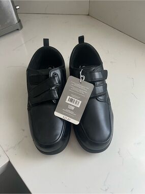 Dr. Scholl's Black Leather Slip-On Loafers with Hook-and-Loop Straps